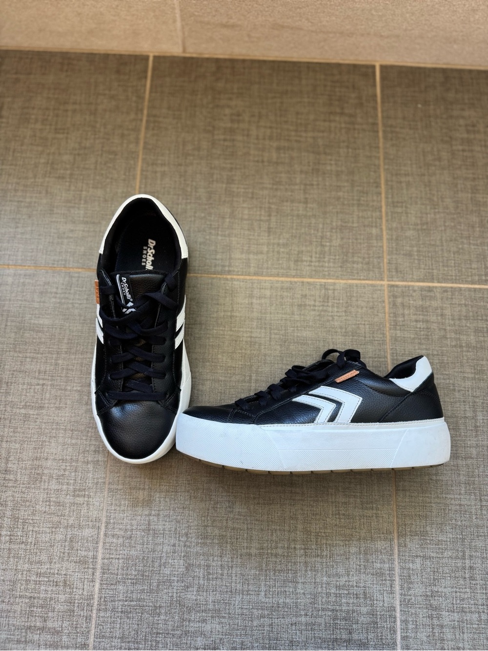 Dr. Scholl's Black and White Platform Sneakers